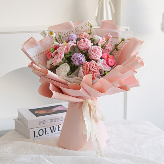 Crimson Whispers – Handmade Flower Bouquet